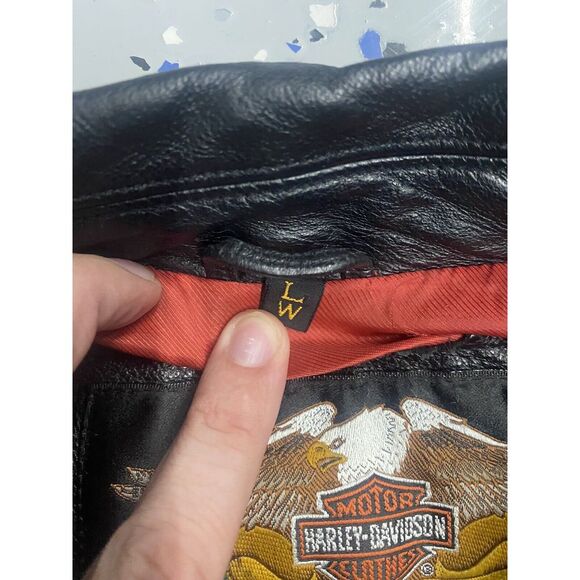 Harley Davidson Jacket Womens Large Black Leather Vintage An American Legend - Picture 5 of 7